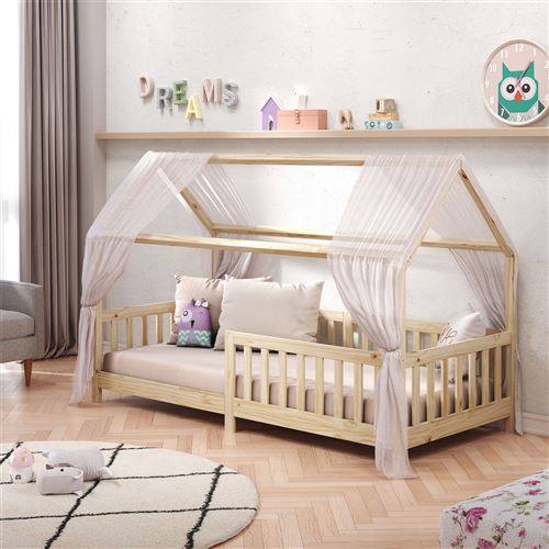 Lit cabane Nina 90x190 cm - Pin massif naturel