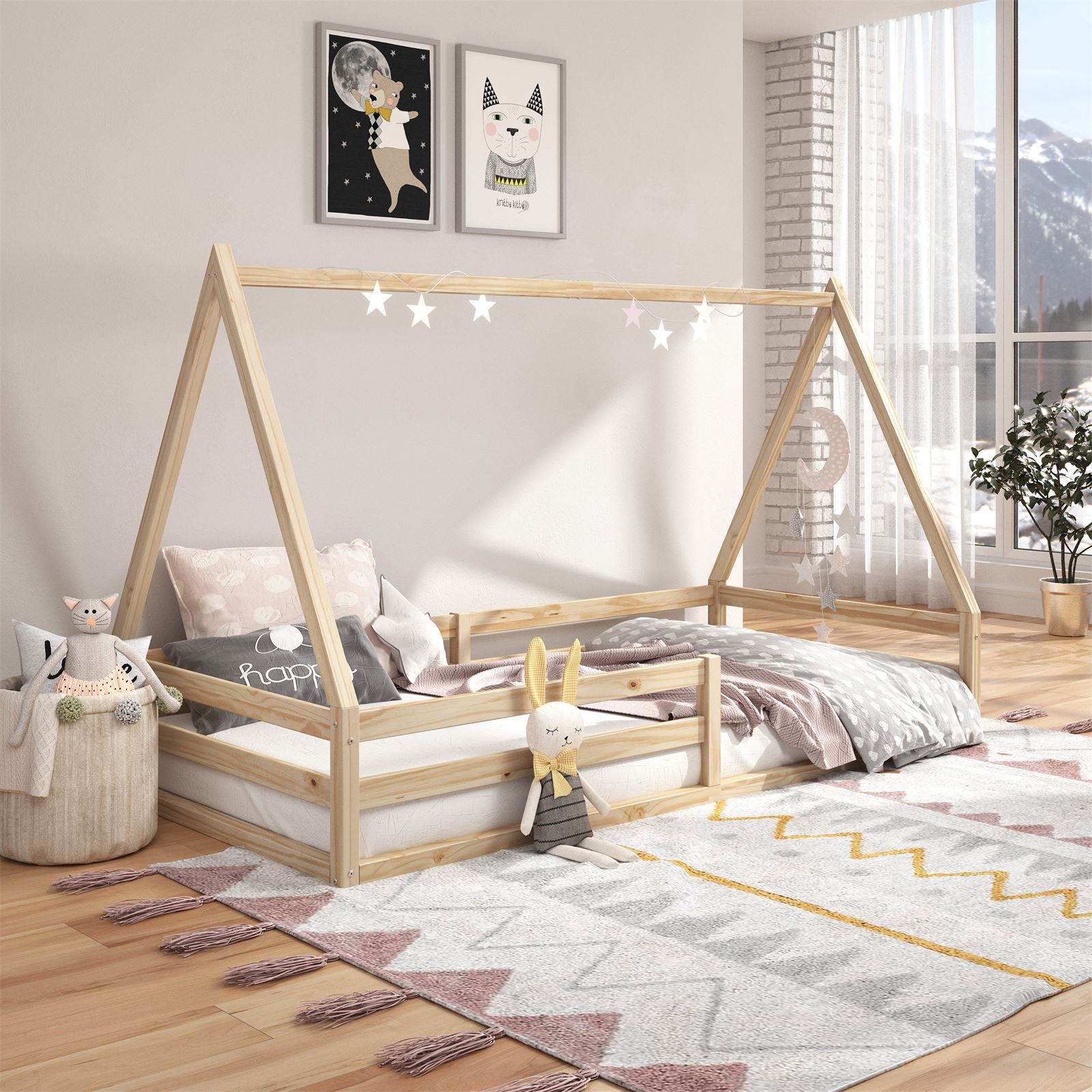 Lit cabane Sila 90x190 cm - Pin massif naturel